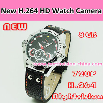 720p H. 264 Watch Camera with LED Flash Light